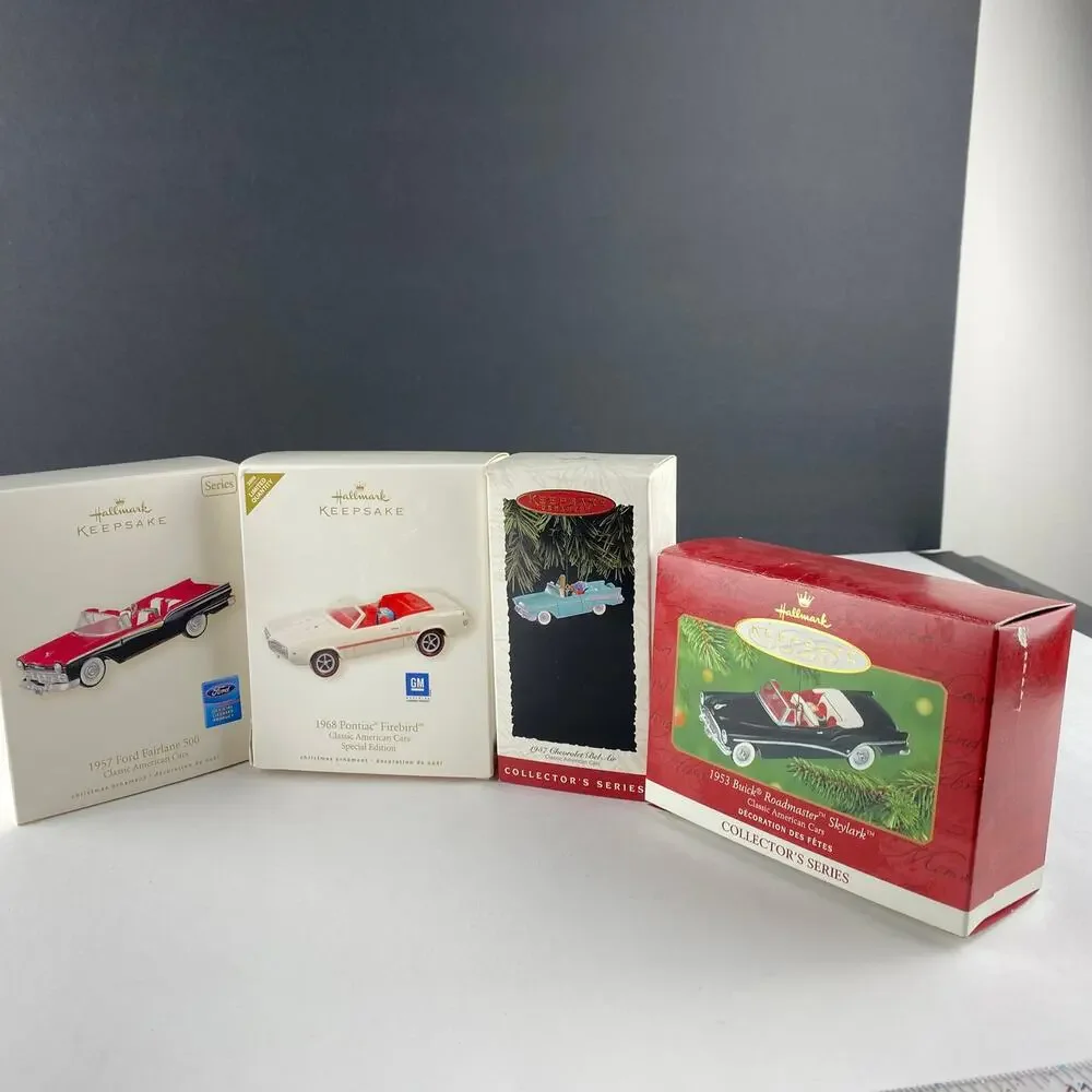 Hallmark Classic American Cars Ornament Lot of 4 Buick Ford Chevy Pontiac